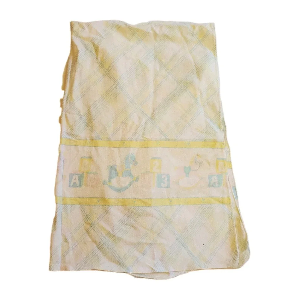 Vintage Pastel Rocking‎ Horse Abc Block Recieving Blanket Baby